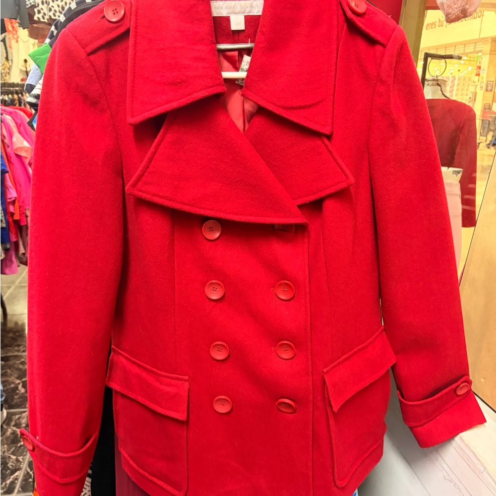 New York & Company Red Pea Coat